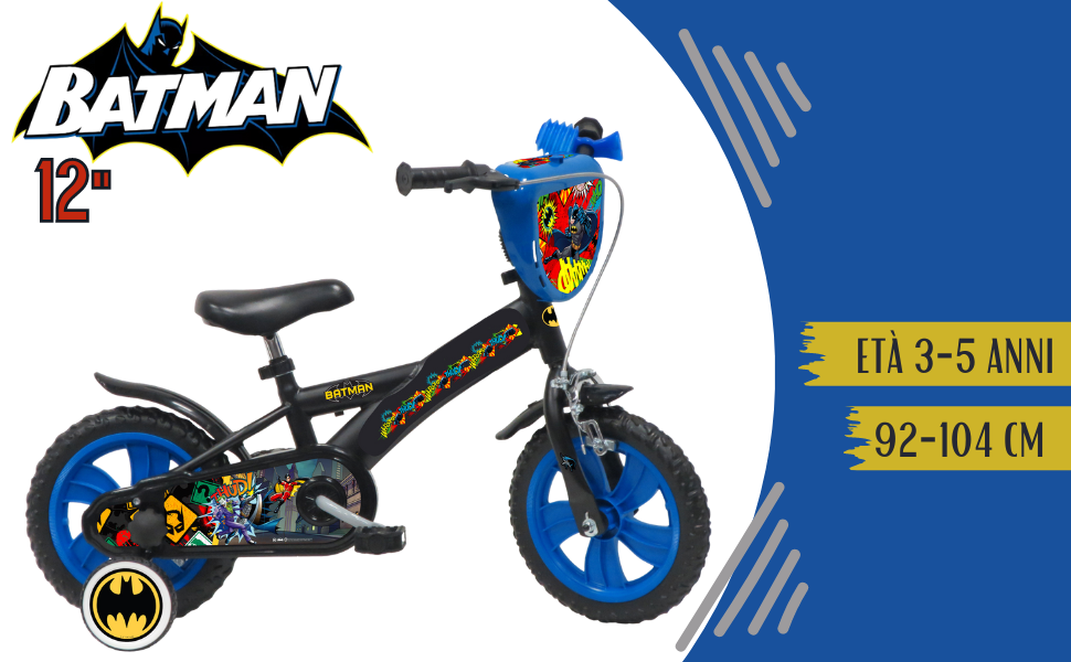Bici Batman Dino 20 Pollici Per Bambini – Telaio In Acciaio Nero E Giallo, Freni A V